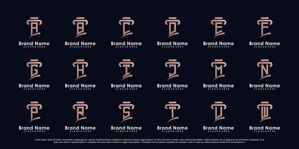 Sütun ve yaratıcı konsept Premium Vektör ile monogram harf logo tasarımı koleksiyonu