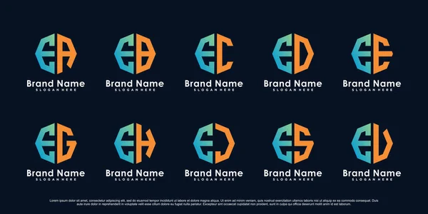 Collezione Lettera Iniziale Icona Logo Modello Design Con Elemento Creativo — Vettoriale Stock