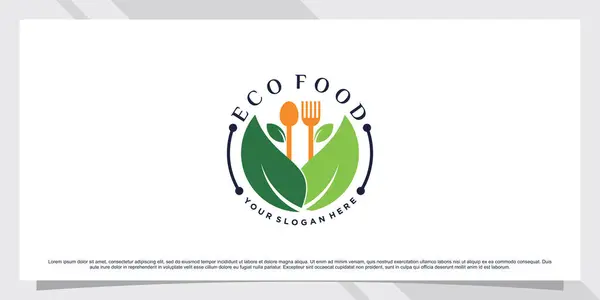 Vegetarische Lebensmittel Ikone Logo Design Für Restaurant Mit Gabel Löffel — Stockvektor