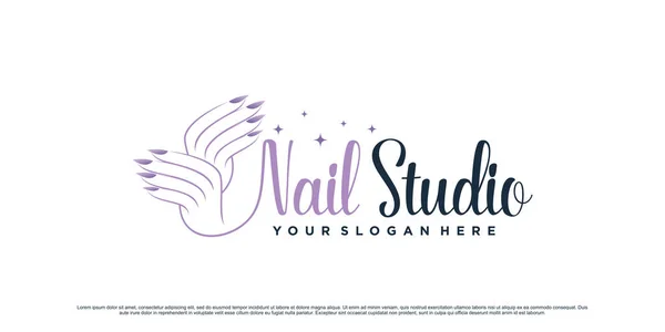 Nail Polish Studio Logo Design Beauty Salon Woman Hand Creative — Stock Vector
