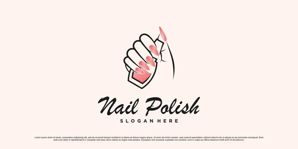 Kadın eli ve şişe ikonu Premium Vektör ile tırnak cilası ve manikür logosu tasarımı
