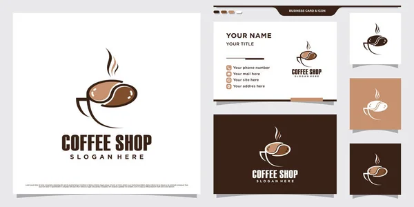 Ilustração Design Logotipo Café Com Ícone Xícara Café Modelo Cartão — Vetor de Stock