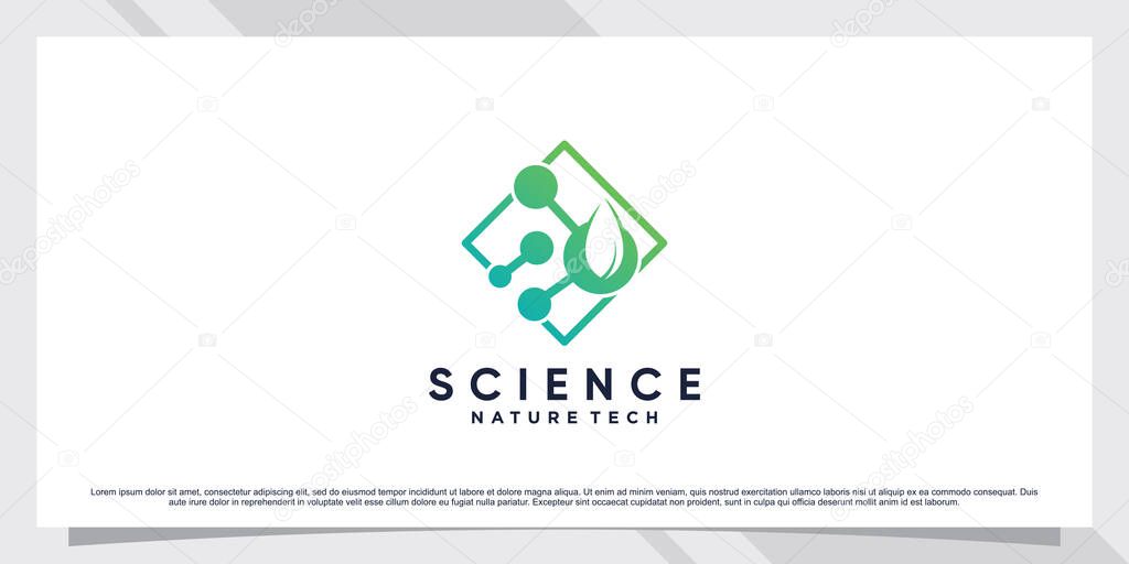 Science molecule logo design for bio technology with leaf and shape concept Premium Vector