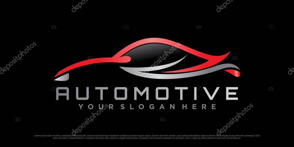 Automotive logo design with sports car icon and creative modern concept Premium Vector