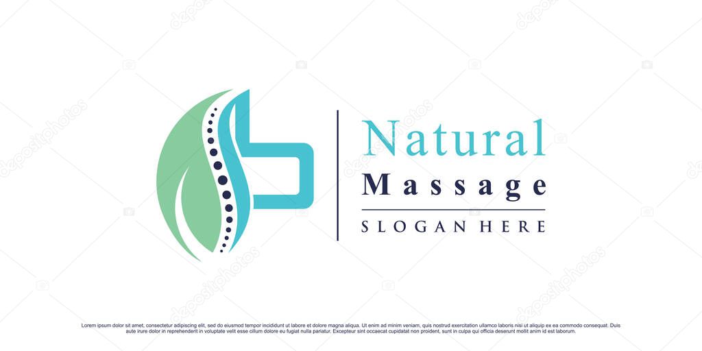 Chiropractic logo design for natural massage therapy icon logo with creative element Premium Vector