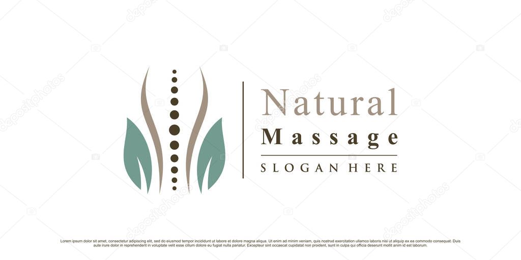 Chiropractic logo design for natural massage therapy icon logo with creative element Premium Vector