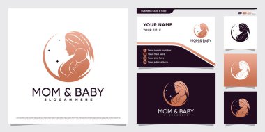 Ana ve bebek logosu yaratıcı element konsepti ve kartvizit şablonuyla tasarlandı