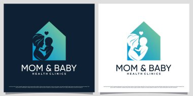 Yaratıcı anne ve bebek logosu tasarım şablonu ev simgesi ve eşsiz konsept