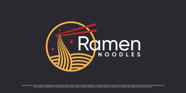 Ramen eriştesi logo tasarım şablonu benzersiz bir konsept ve yaratıcı element
