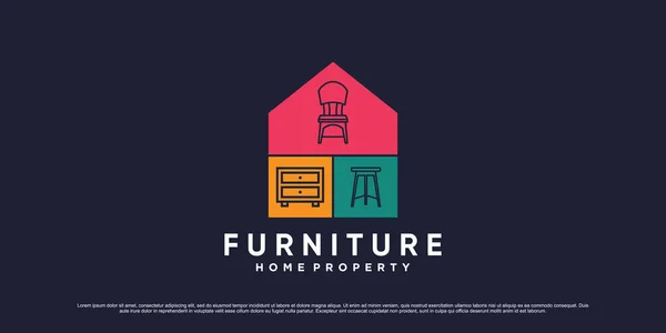 Colorful Furniture Logo Design Template House Icon Creative Element Concept — Stock Vector