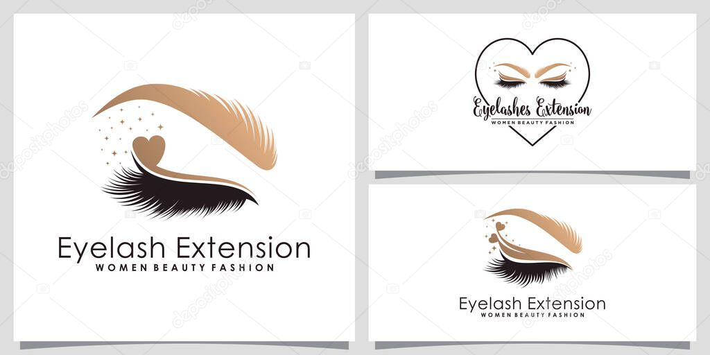 Set of eyelashes extension logo design bundle for beauty salon with creative modern concept