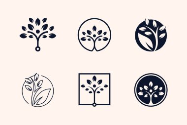 Modern element fikrine sahip doğa ağacı logo vektörü