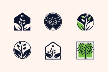 Modern element fikrine sahip doğa ağacı logo vektörü