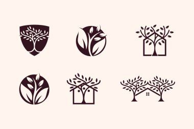 Modern element fikrine sahip doğa ağacı logo vektörü