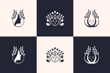 Yaratıcı eşsiz tasarım vektörlü güzellik logosu koleksiyonu
