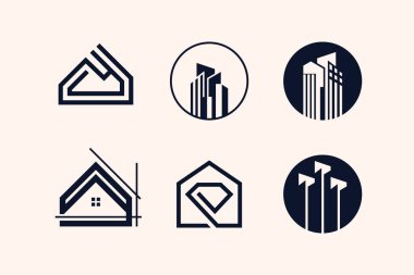 Yaratıcı eşsiz tasarım vektörüne sahip ev ve bina logosu koleksiyonu