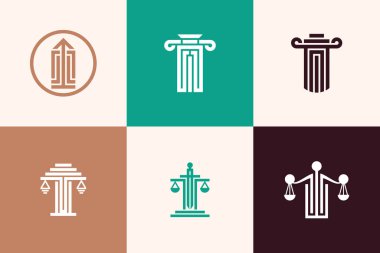 Yaratıcı eşsiz tasarım vektörlü avukat logosu koleksiyonu