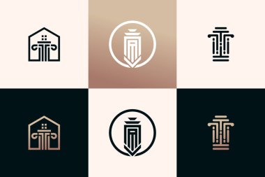 Yaratıcı eşsiz tasarım vektörlü avukat logosu koleksiyonu
