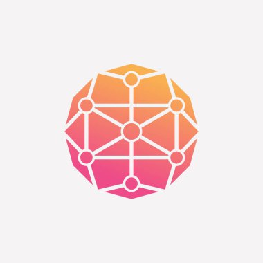 Çizgi sanatı ve kare konseptli dünya teknoloji logosu tasarımı