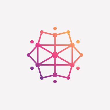 Çizgi sanatı ve kare konseptli dünya teknoloji logosu tasarımı