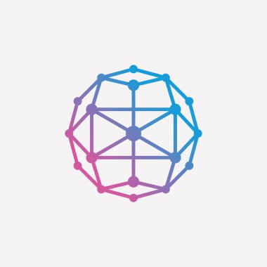 Çizgi sanatı ve kare konseptli dünya teknoloji logosu tasarımı