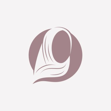 Yaratıcı element kavramına sahip Müslüman kadın modası için başörtüsü logo tasarımı şablonu