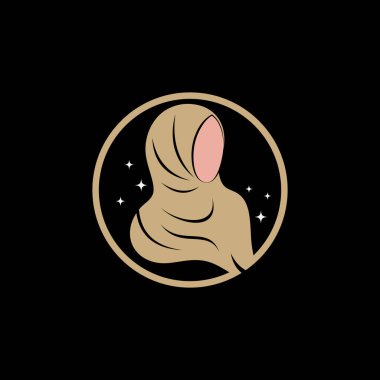Yaratıcı element kavramına sahip Müslüman kadın modası için başörtüsü logo tasarımı şablonu