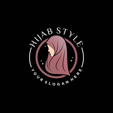 Hijab logo design template for muslim woman fashion with creative element concept clipart