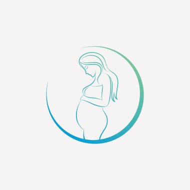 Yaratıcı element kavramına sahip hamile kadın simgesi logo tasarımı vektör çizimi