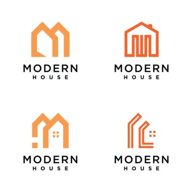 Modern house logo vector design with modern style concept and creative idea clipart