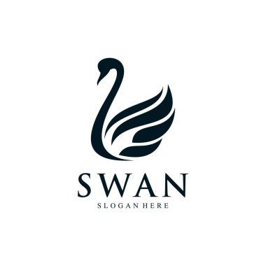 Modern konsepte sahip kuğu logo tasarımı şablonu