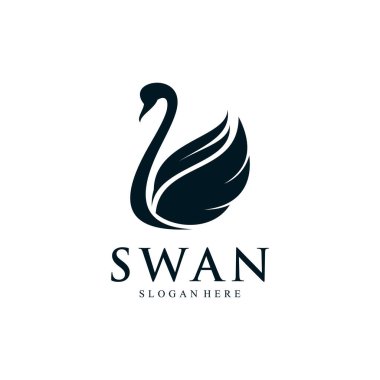 Modern konsepte sahip kuğu logo tasarımı şablonu