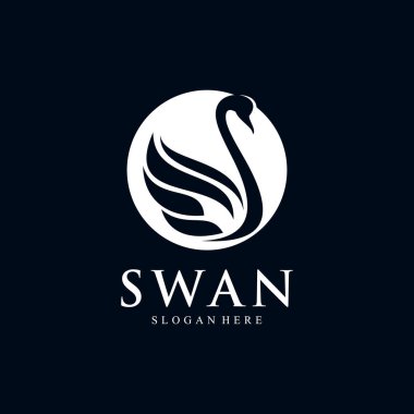 Modern konsepte sahip kuğu logo tasarımı şablonu