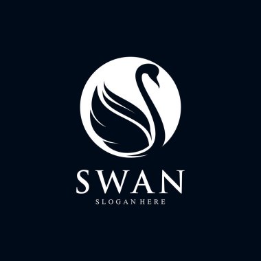 Modern konsepte sahip kuğu logo tasarımı şablonu