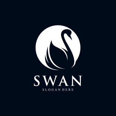 Modern konsepte sahip kuğu logo tasarımı şablonu