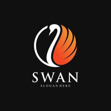 Modern konsepte sahip kuğu logo tasarımı şablonu