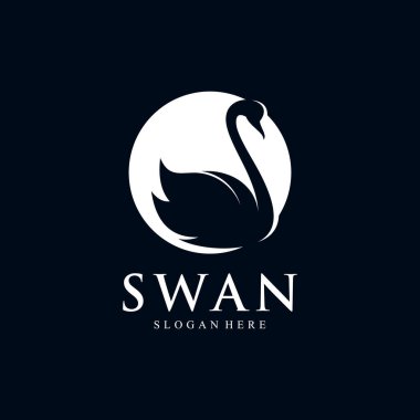 Modern konsepte sahip kuğu logo tasarımı şablonu