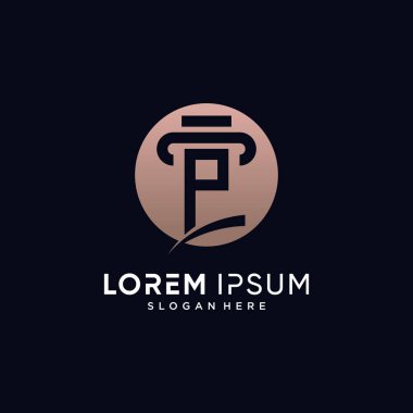 P harfi ve daire konsepti olan iş simgesi için hukuk firması logosu tasarımı