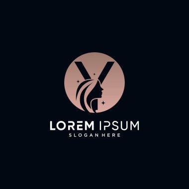 Güzellik logosu y harfi ile kadın yüz simgesi ve daire konseptini birleştirmiş.