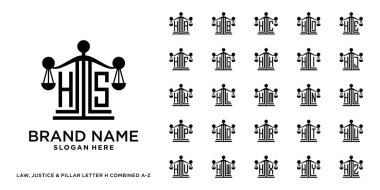 Adalet, sütun ve hukuk logosu dizaynının ilk harfi 