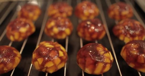 Vaření Jablečné Náplně Pro Koláče Jablky Želé Troubě Profesionální Kuchyni — Stock video