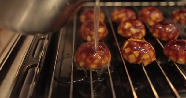 Vaření Jablečné Náplně Pro Koláče Jablky Želé Troubě Profesionální Kuchyni — Stock video