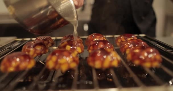 Готуємо Яблучні Начинки Пирогів Яблуками Желе Духовці Професійній Кухні — стокове відео