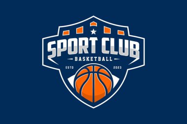 Basketbol kulübü logosu, amblem, toplu tasarımlar. Spor rozet vektör çizimi