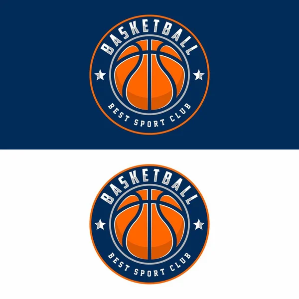 Logo Del Club Basket Emblema Disegni Con Palla Illustrazione Vettore — Foto Stock