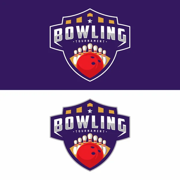 Bowling 'in vektör etiketi. Bowling şampiyonası logosu. Vektör illüstrasyonu.
