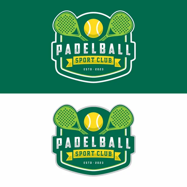 Эмблема Эмблемы Paddle Tennis Club Дизайн Логотипа Ракетка Вектор Мяча — стоковое фото