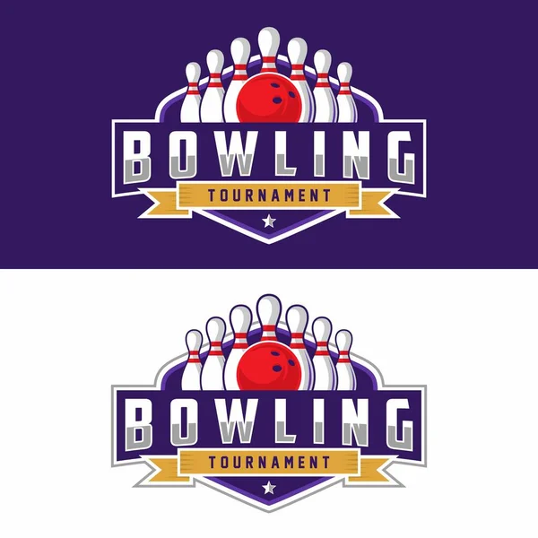 Bowling 'in vektör etiketi. Bowling şampiyonası logosu. Vektör illüstrasyonu.