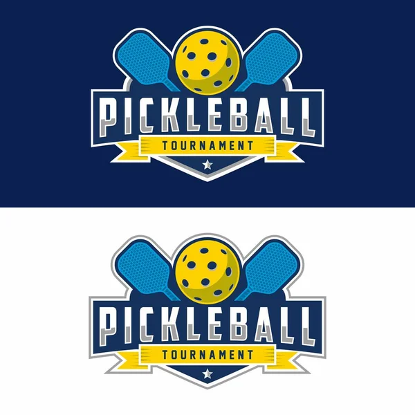 Pickleball logosu. Spor rozeti. Vektör illüstrasyonu.