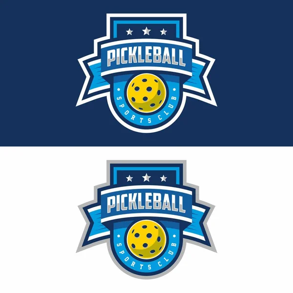 Pickleball logosu. Spor rozeti. Vektör illüstrasyonu.